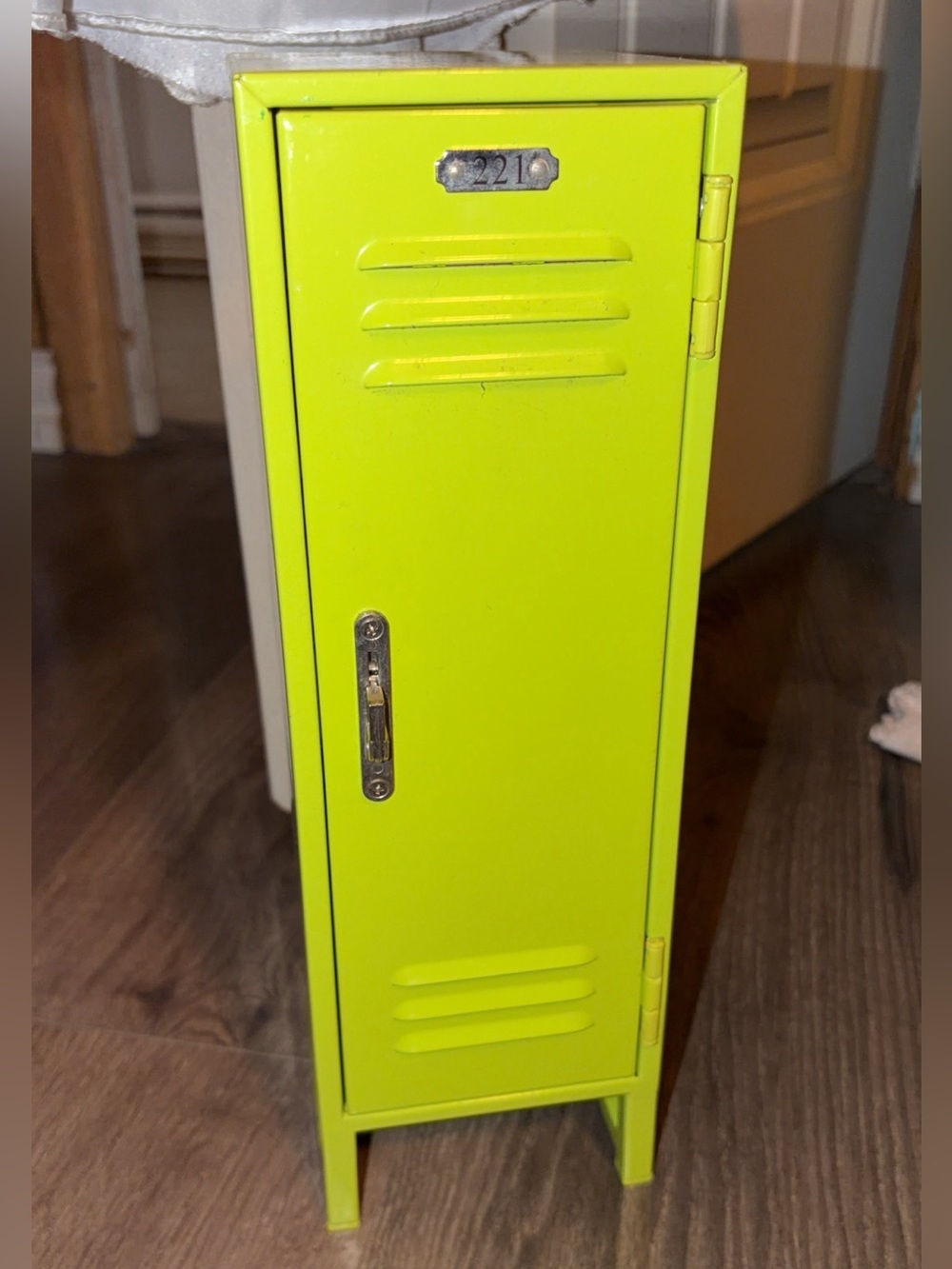 Neon Lime Mini Metal Locker Storage Cabinet - Compact Decorative Organizer